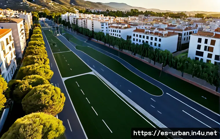 기후변화와 도시계획 - Photorealistic aerial view of a resilient Mediterranean Spanish city redesigned for climate change, ...